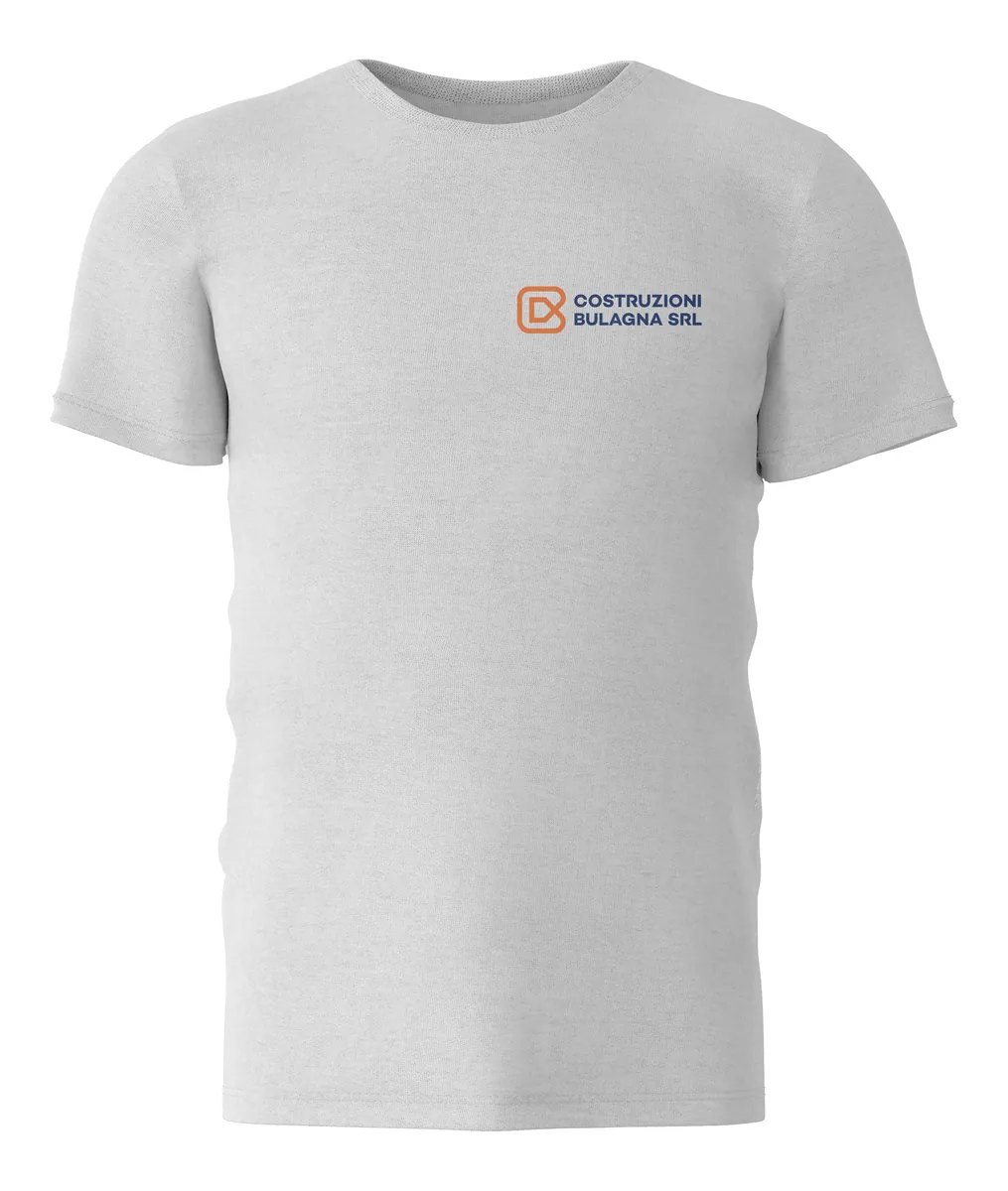 Maglia da lavoro bianca con marchio Costruzioni Bulagna