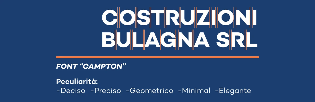 Il ritmo delle aste verticali nel logotipo Costruzioni Bulagna