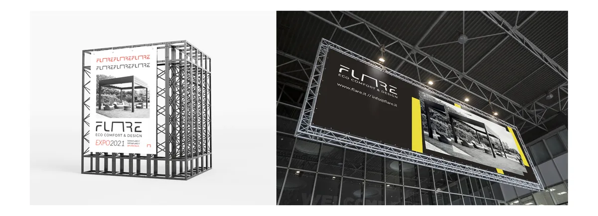 Due allestimenti per fiere con il marchio Flare