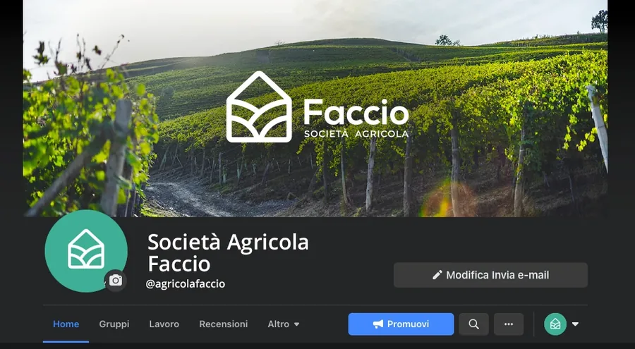 Profilo social Società Agricola Faccio con immagine coordinata