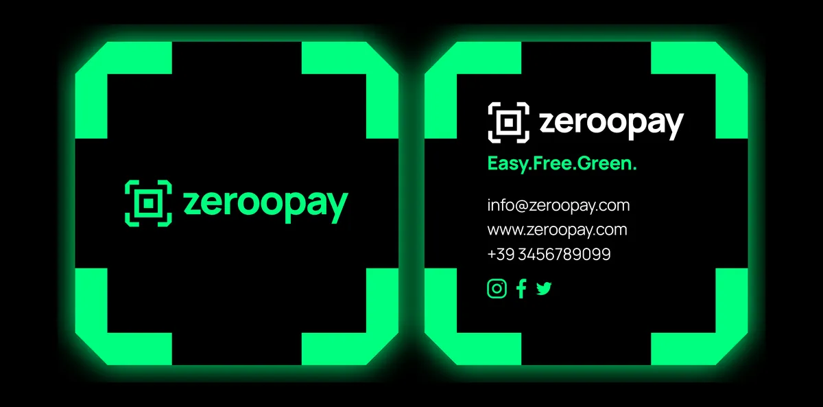 Il biglietto da visita ZerooPay, fronte e retro