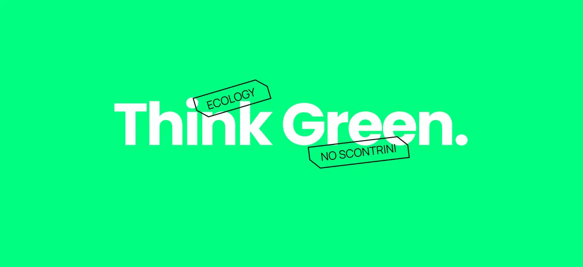 Lo slogan ZerooPay Think Green su fondo lime green